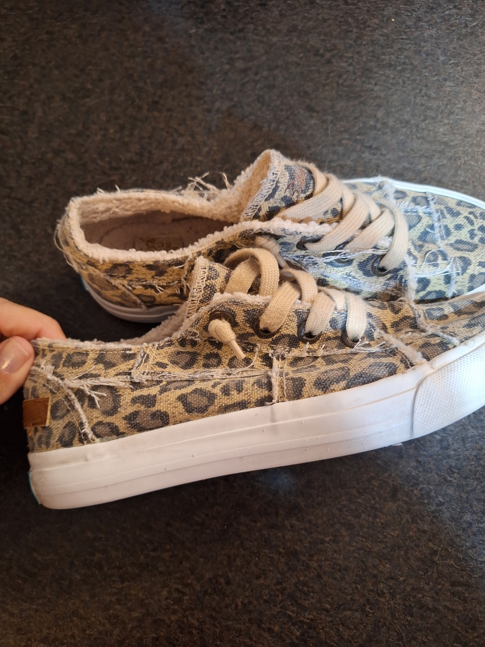 Blowfish Malibu Beige Frayed Slip-On Sneakers